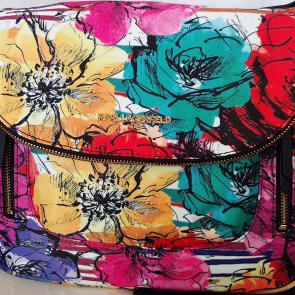 Karl Lagerfeld Double Bundle w/Cara Nylon Floral Print Messenger and Wallet NWT - Picture 13 of 14